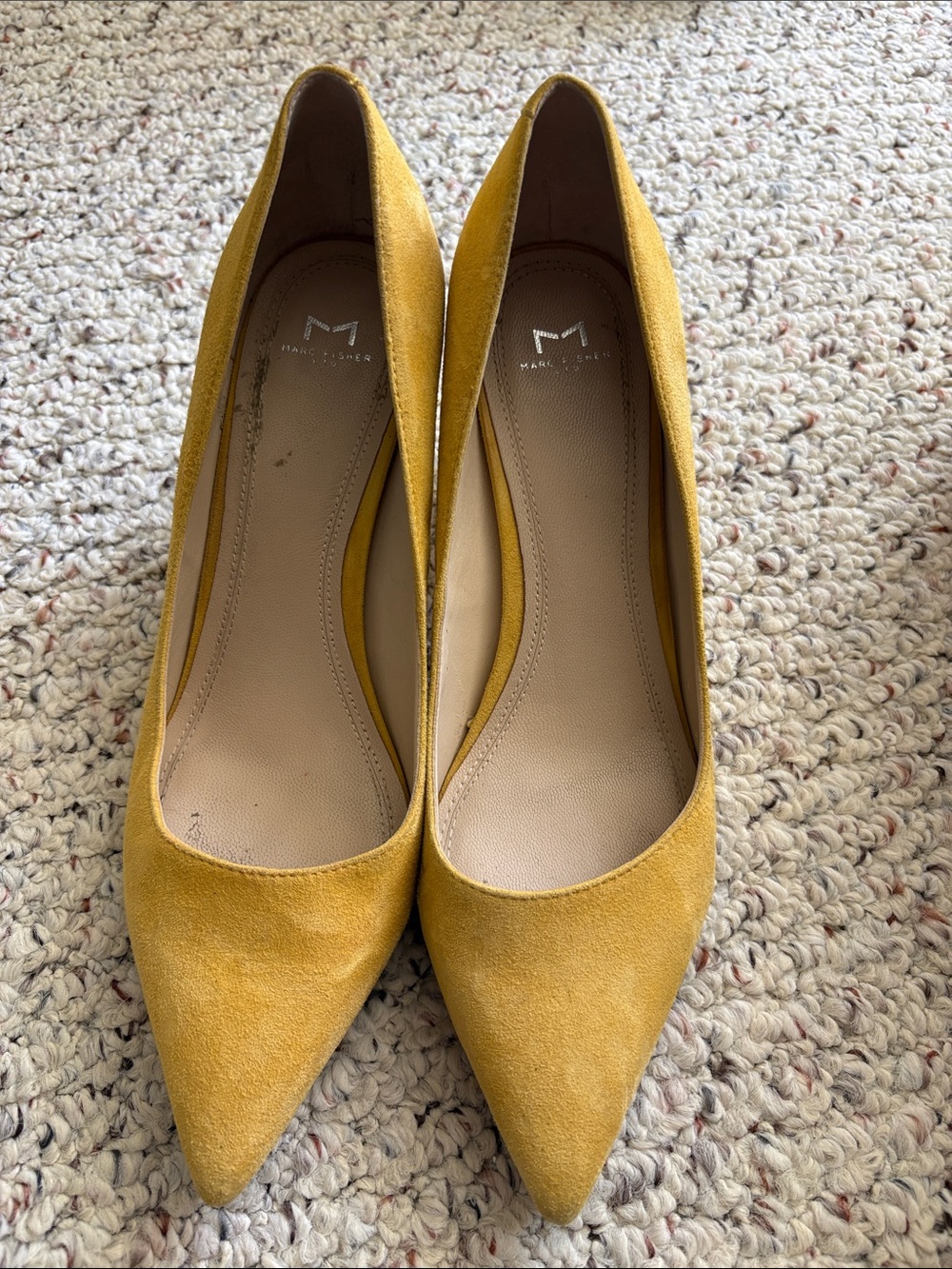 Marc Fisher Zalas Mustard Suede Pointed-Toe Pumps - Women's